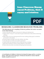Some Classroom Manag Ement Problems, Their R Easons and Solutions