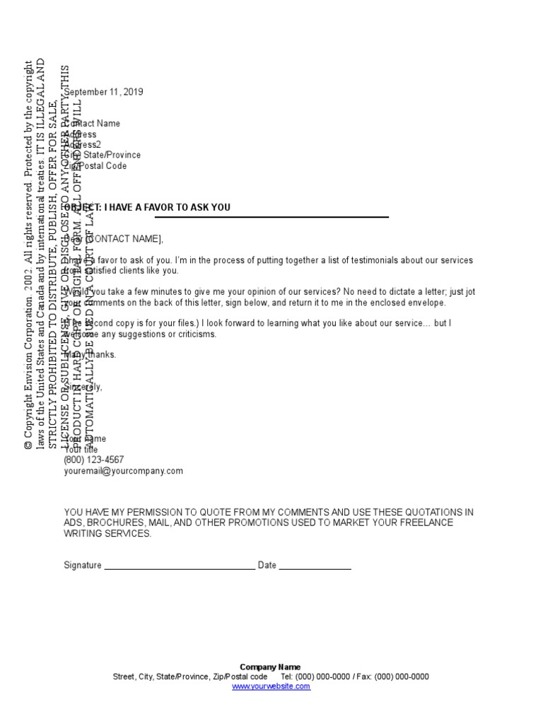 Soliciting Testimonials From Clients | PDF | Copyright | Mail
