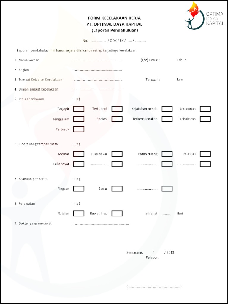 FORM Laporan Kecelakaan FORM Laporan Kecelakaan
