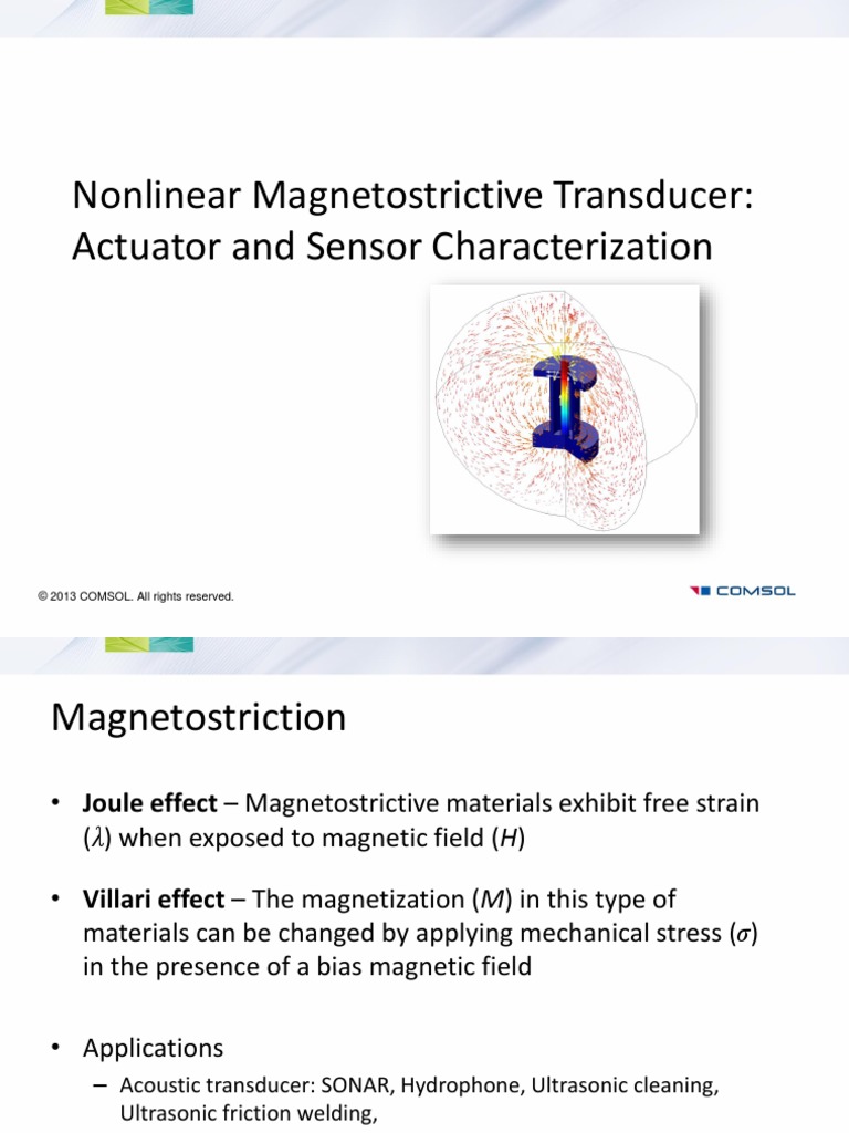 Nonlinear Magnetostrictive Transducer Using Comsol | PDF | Constitutive ...