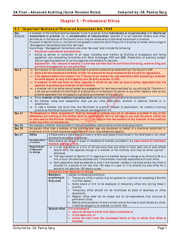 Professional Ethics for CA Final Audit | PDF | Accounting | Financial ...