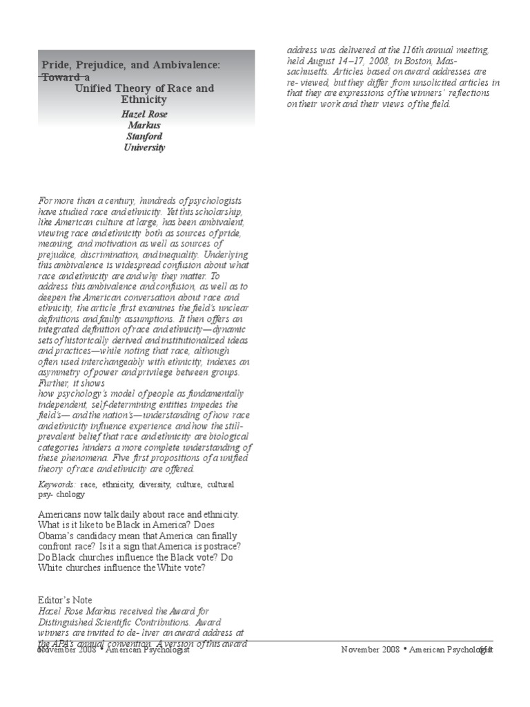 Pride and Prejudice Paper | PDF | Race (Human Categorization) | Ethnic ...