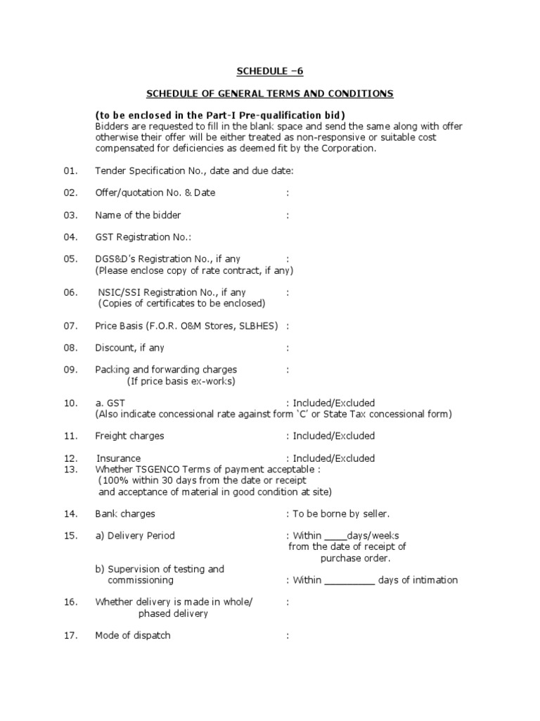 schedule-6-schedule-of-general-terms-and-conditions-to-be-enclosed