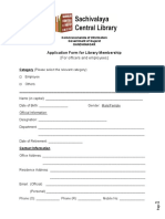 Application Form For Library Membership: (For Officers and Employees)