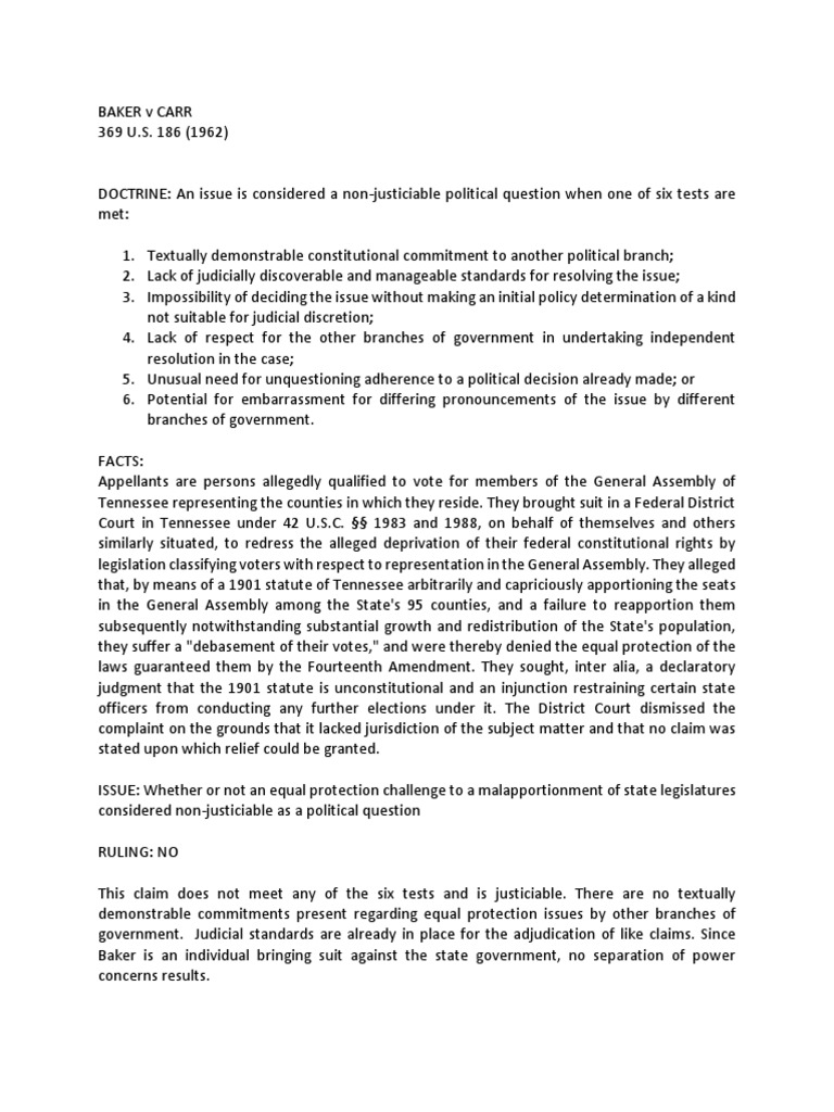 Art. 8 Political Question Baker V Carr Download Free PDF U.S