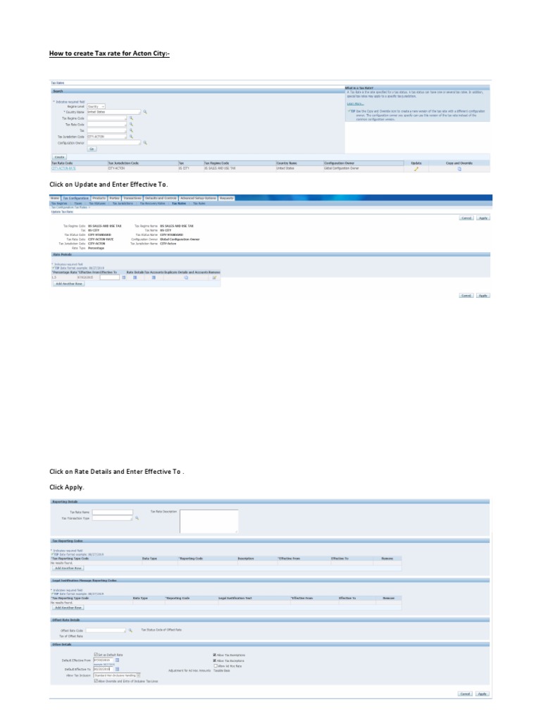 How To Create Tax Rate For Acton City PDF