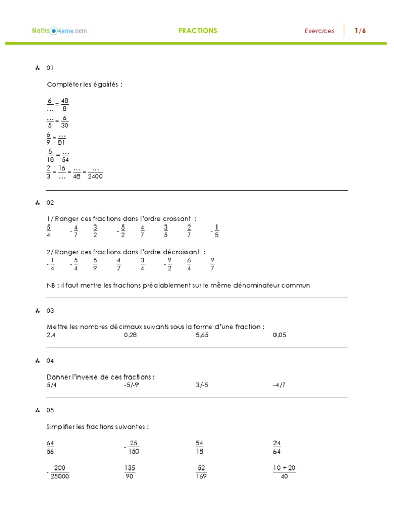 Evaluation Fraction 5eme Avec Correction Fraction 100719 | PDF | Business
