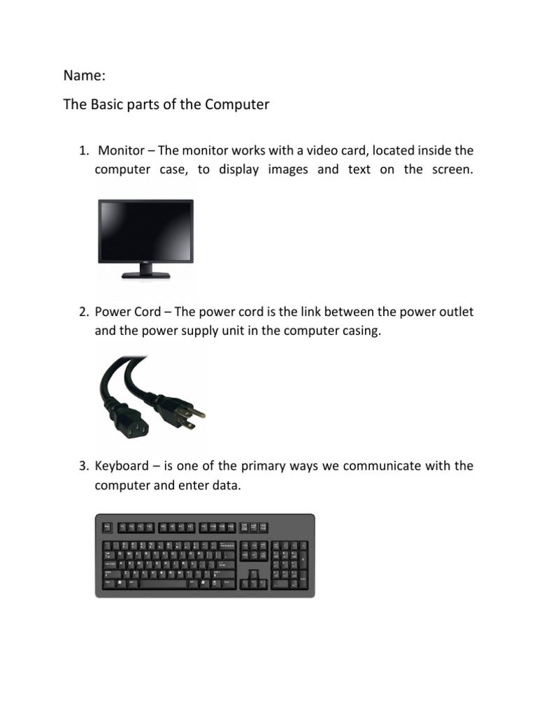 Basic Parts of Computer