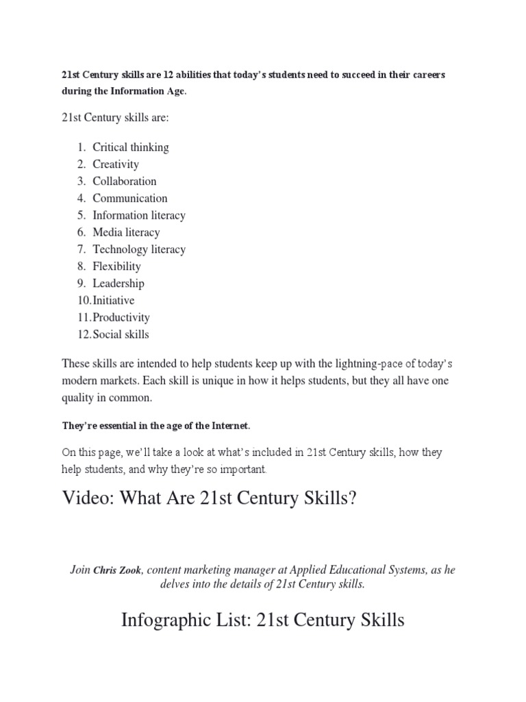 21st Century Skills | PDF | Leadership | Information Literacy