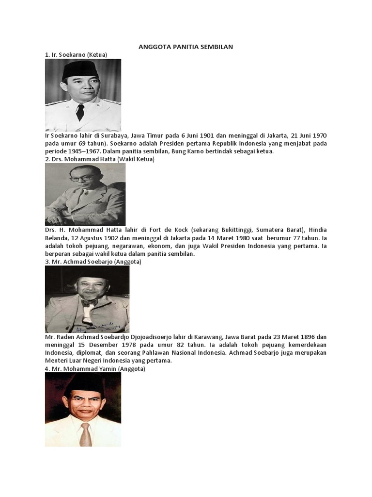 Profil Anggota Panitia Sembilan | PDF