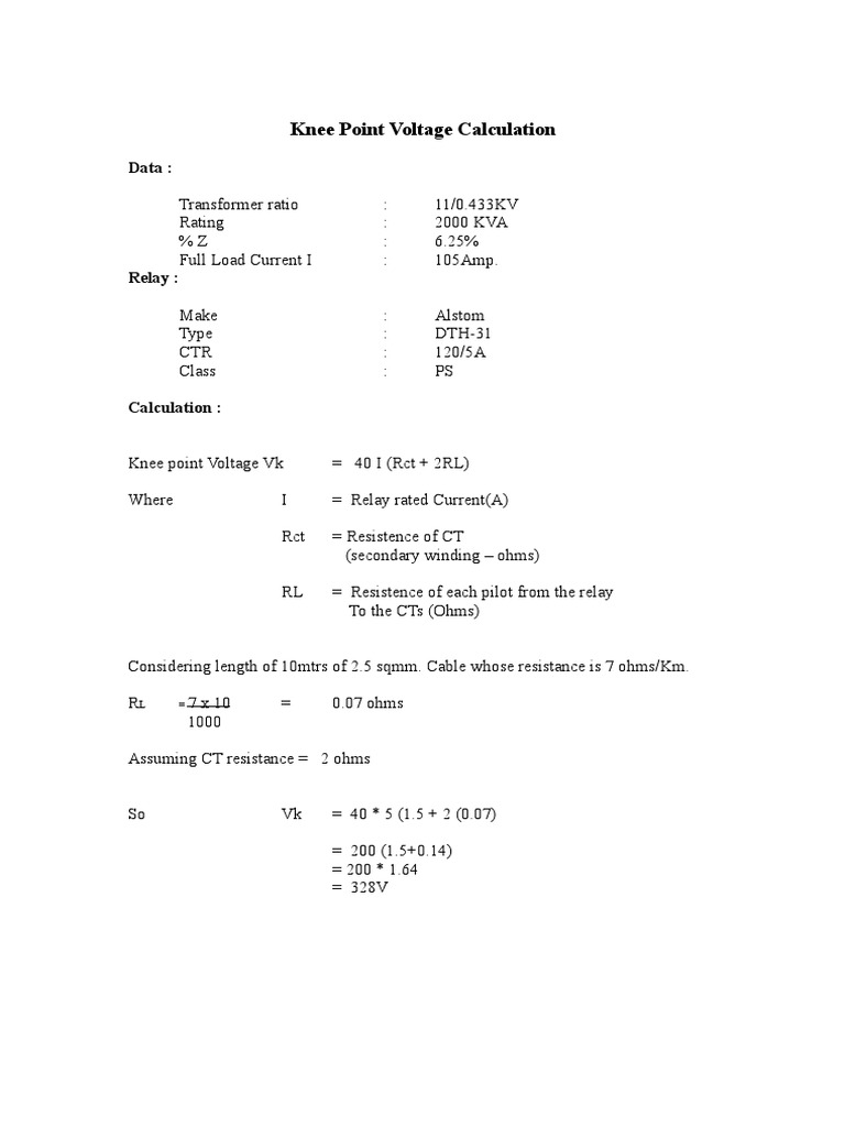 Knee Point Voltage Calculation Guide | PDF | Science & Mathematics ...