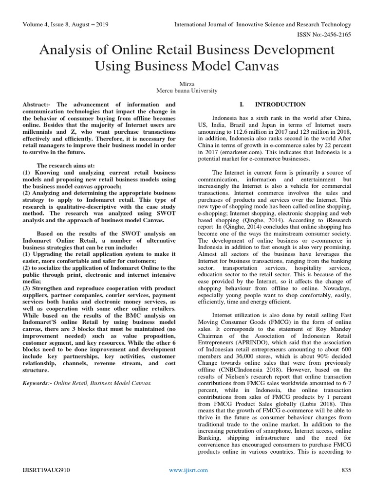 Analysis of Online Retail Business Development Using Business Model ...