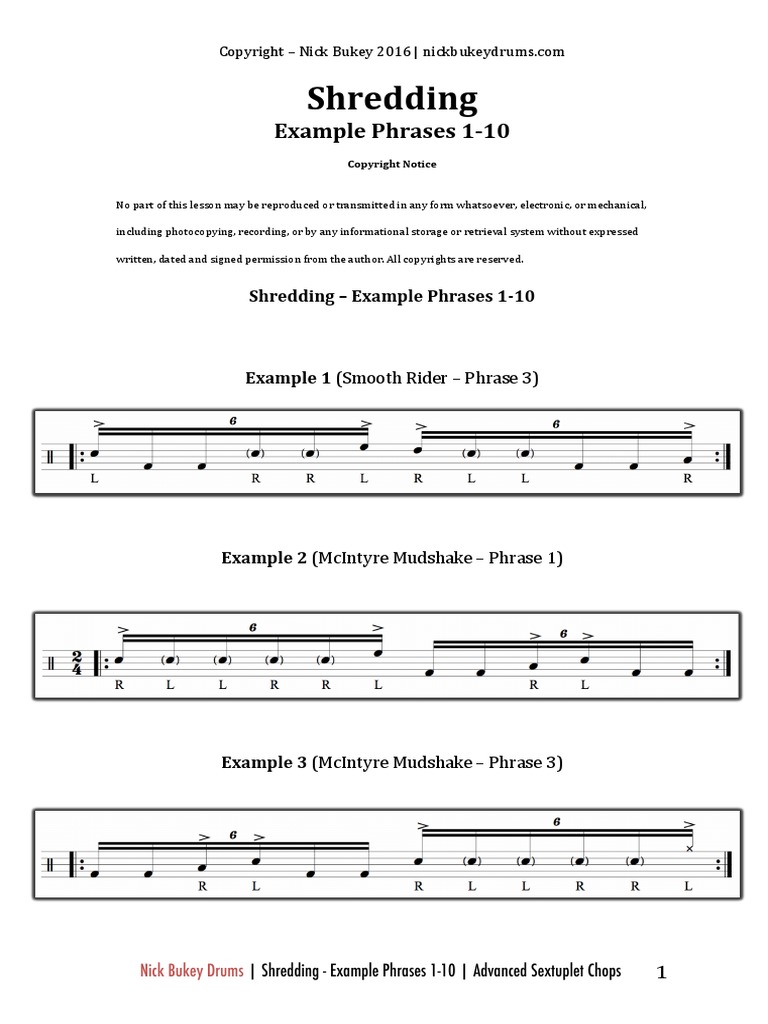 Shredding - Example Phrases 1-10 PDF | PDF