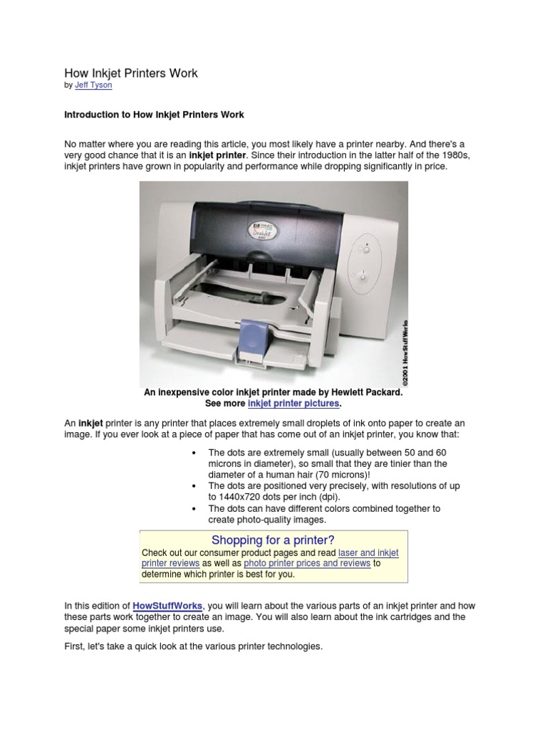 Introduction To How Inkjet Printers Work | PDF | Printer (Computing ...