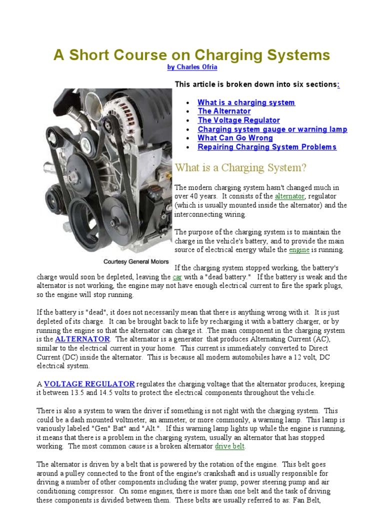 Understanding Vehicle Charging Systems | PDF | Battery Charger | Belt ...