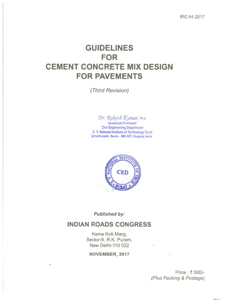 IRC-44-2017 (III Rev) Guidelines For Cement Concrete Mix Design For ...