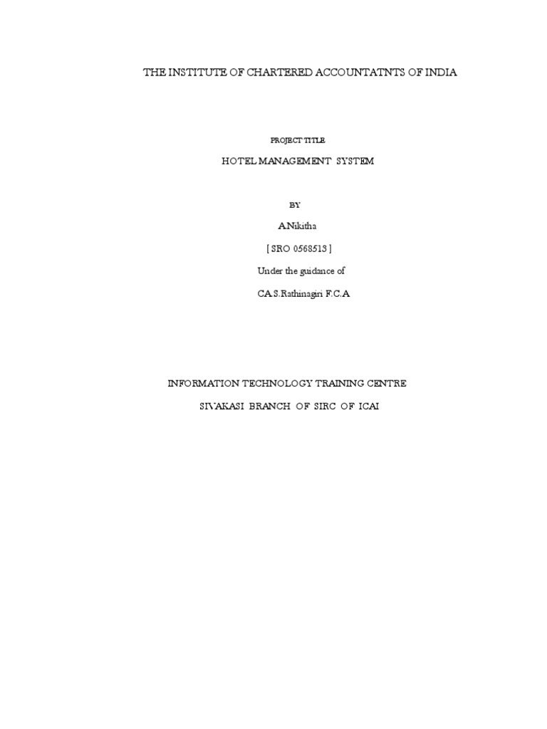 Hotel Management System | PDF | Visual Basic For Applications ...