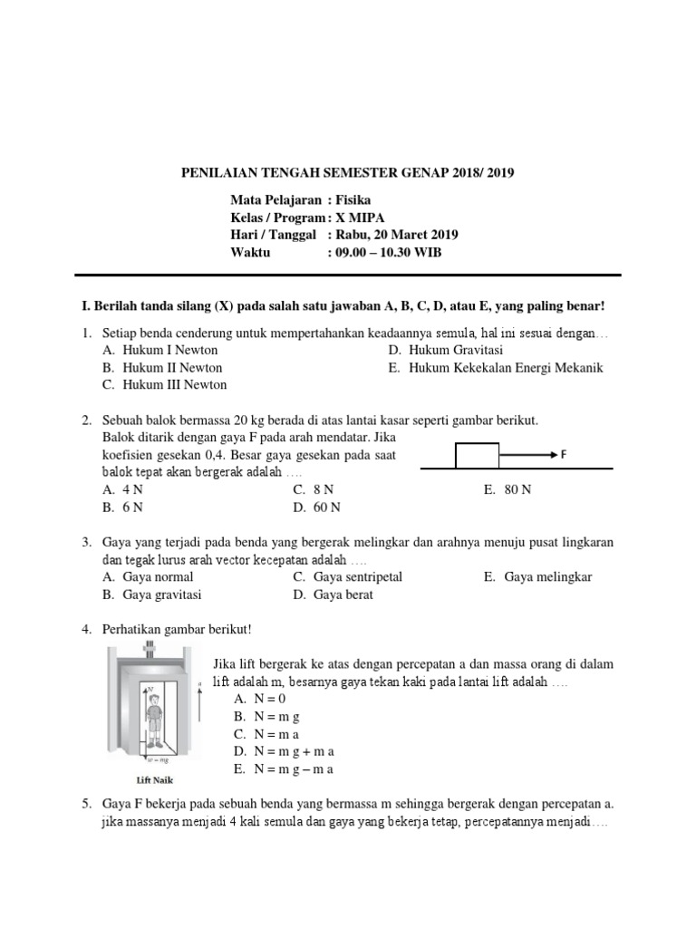 Soal Pts Fisika Kelas X Semester Genap PDF