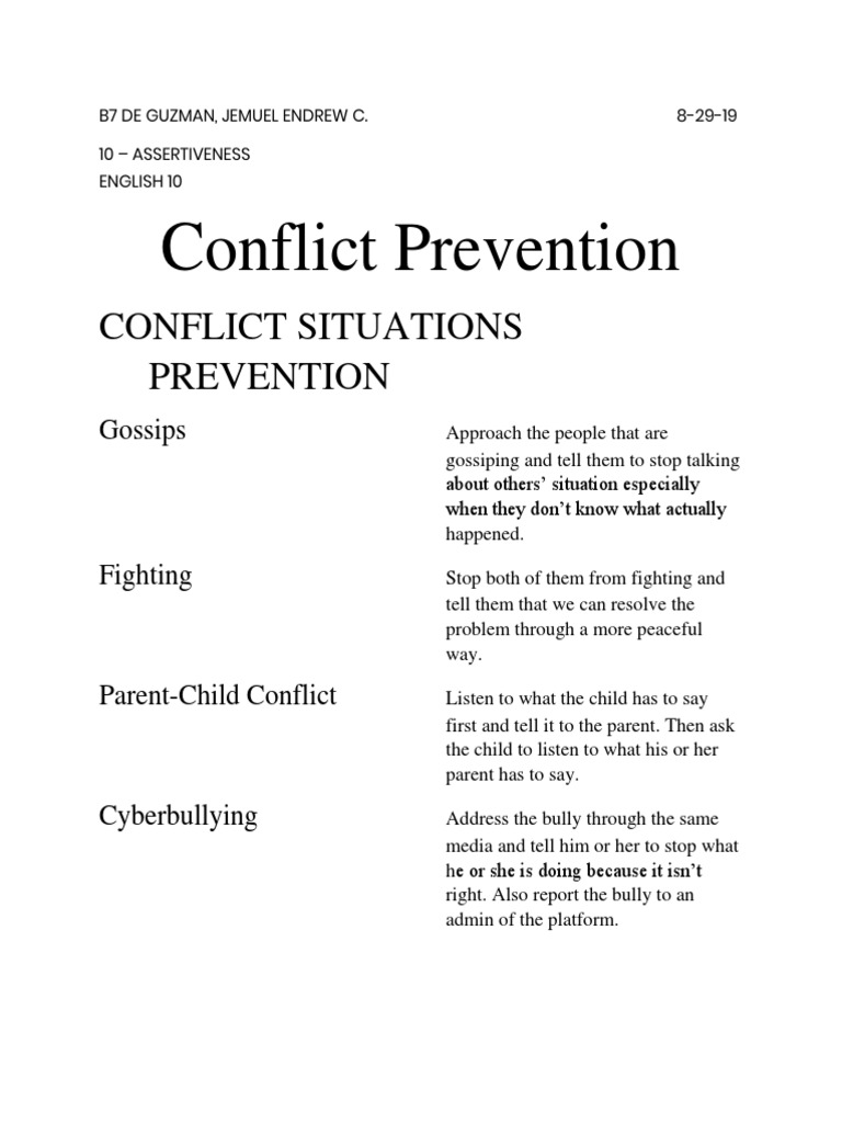 Conflict Prevention and Text Types Guide | PDF | Communication ...