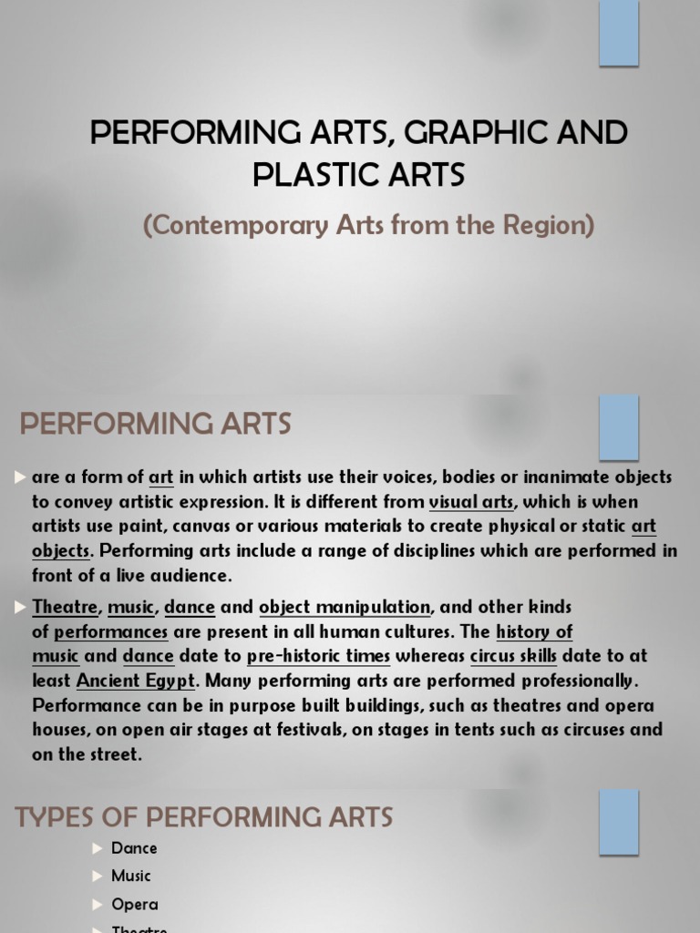 Performing Arts, Graphic and Plastic Arts PDF Plastic Arts