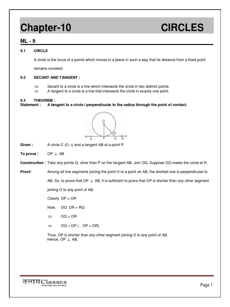 10 Maths | PDF | Circle | Geometric Objects