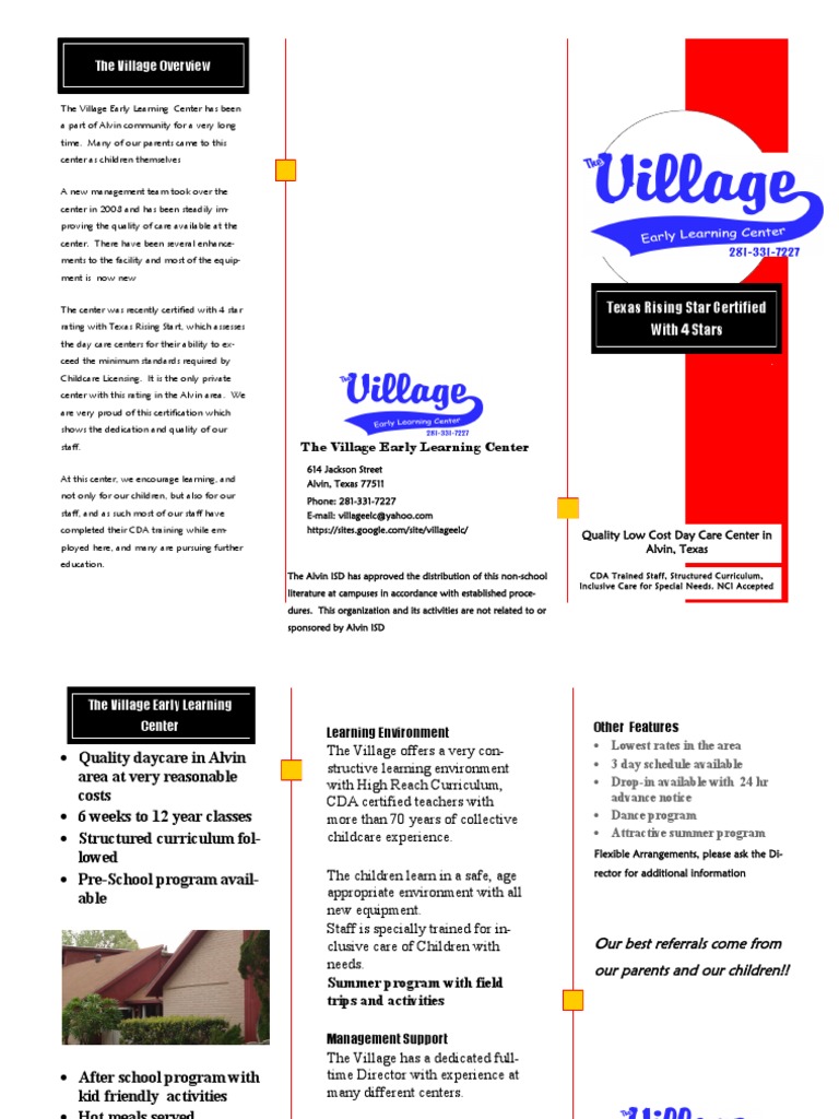 The Village Overview Texas Rising Star Certified With 4 Stars Download Free PDF Child Care