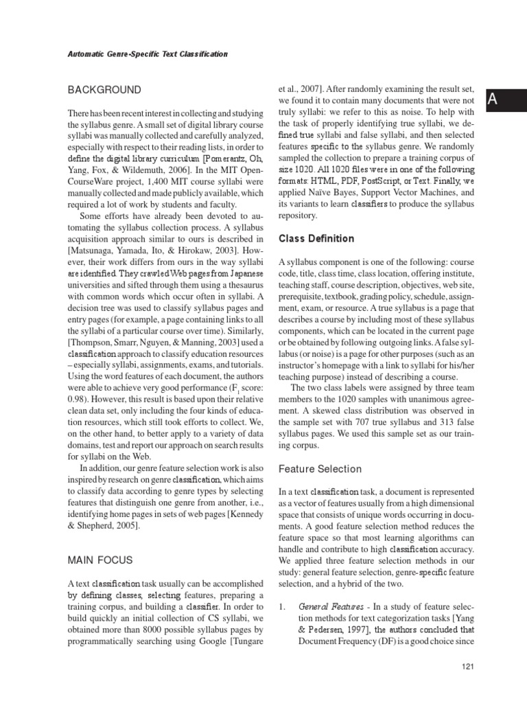 Automatic Syllabus Classification Techniques | PDF | Statistical ...