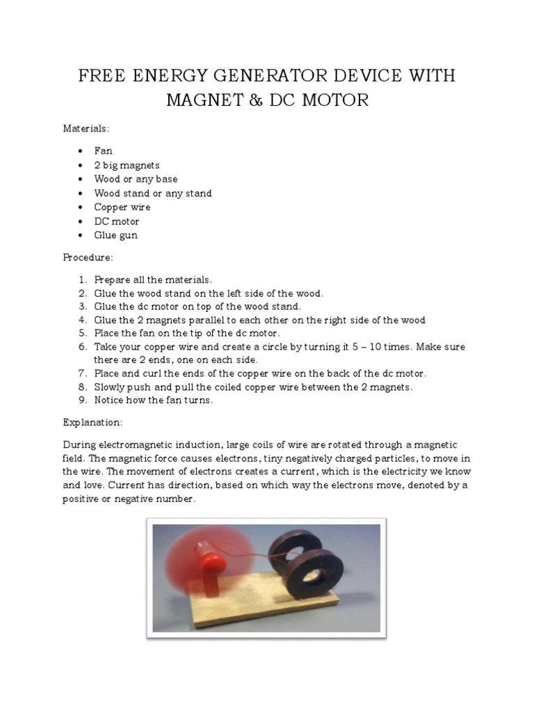 Free Energy Generator with DC Motor | PDF