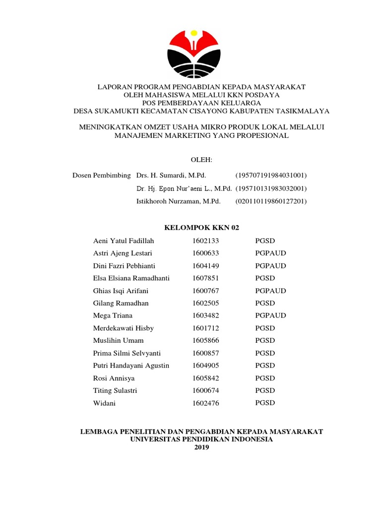 01 Laporan Kkn Kelompok 2 Pdf
