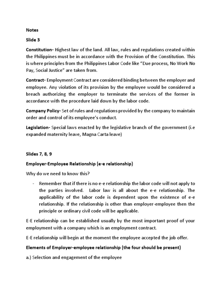 Labor Standards Notes PDF Overtime Parental Leave