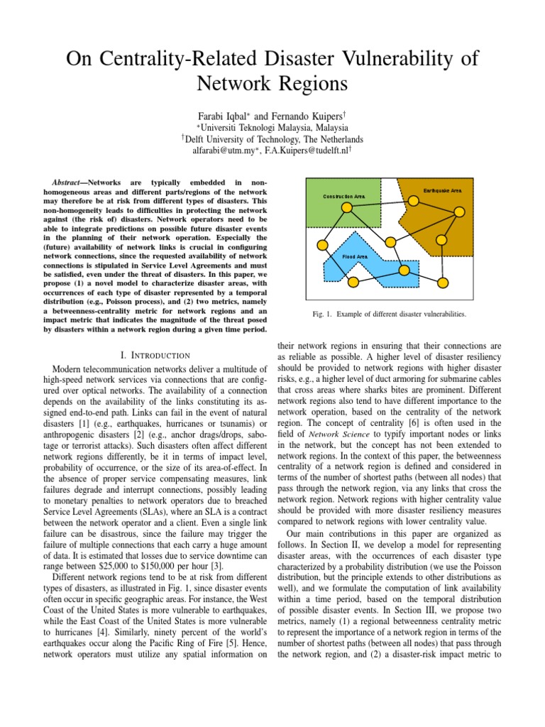 Disaster Vulnerability in Network Regions | PDF | Prediction | Computer ...