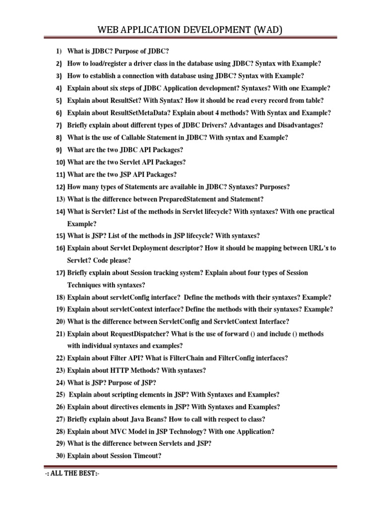 ADVANCE JAVA INTERVIEW Questions | PDF