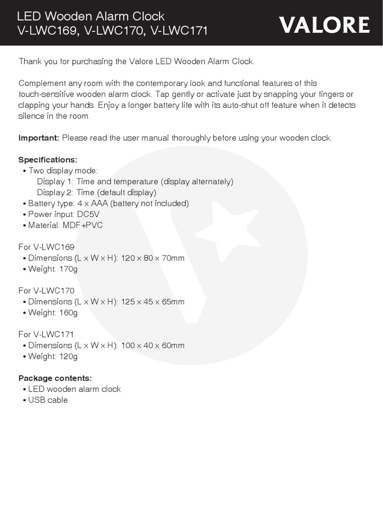 Wooden-Clock Manual A4 | PDF | Trademark | Clock