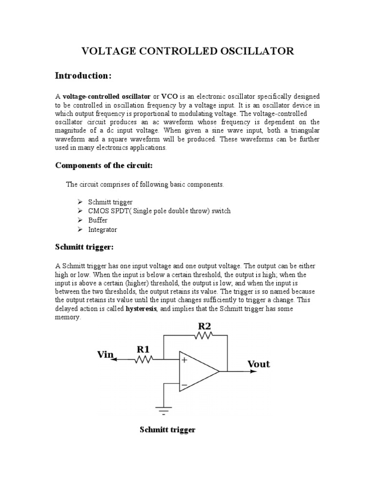 Voltage Controlled Oscillator: Components of The Circuit | PDF ...