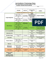 Academic Calendar Nit Patna 2019