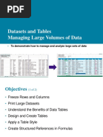 Datasets and Tables Managing Large Volumes of Data