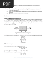 Experiment No. 01 Name of The Experiment: Modeling of Physical Systems and Study of Their Open Loop Response Objective