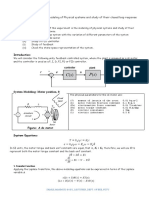 Experiment No. 02 Name of The Experiment: Modeling of Physical Systems and Study of Their Closed Loop Response Objective