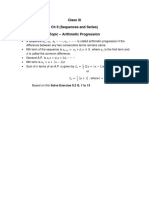 Class XI CH 9 (Sequences and Series) Topic - Arithmetic Progression