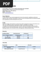 Rph. Zarar Ali Tahir: Job Experience