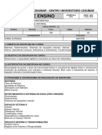 Álgebra Linear e Vetorial na Licenciatura em Matemática