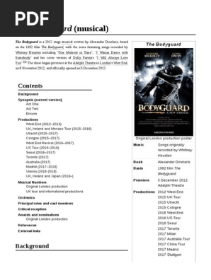 The Bodyguard Musical  PDF Entertainment Entertainment  