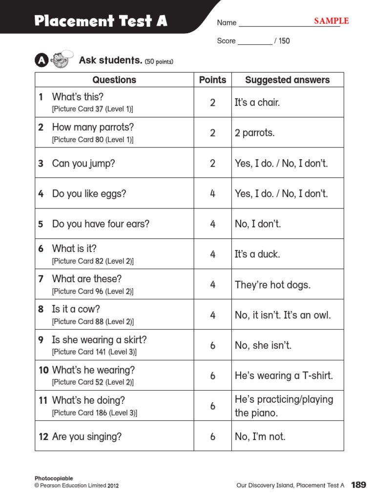 Placement Test A: Sample | PDF | Nature