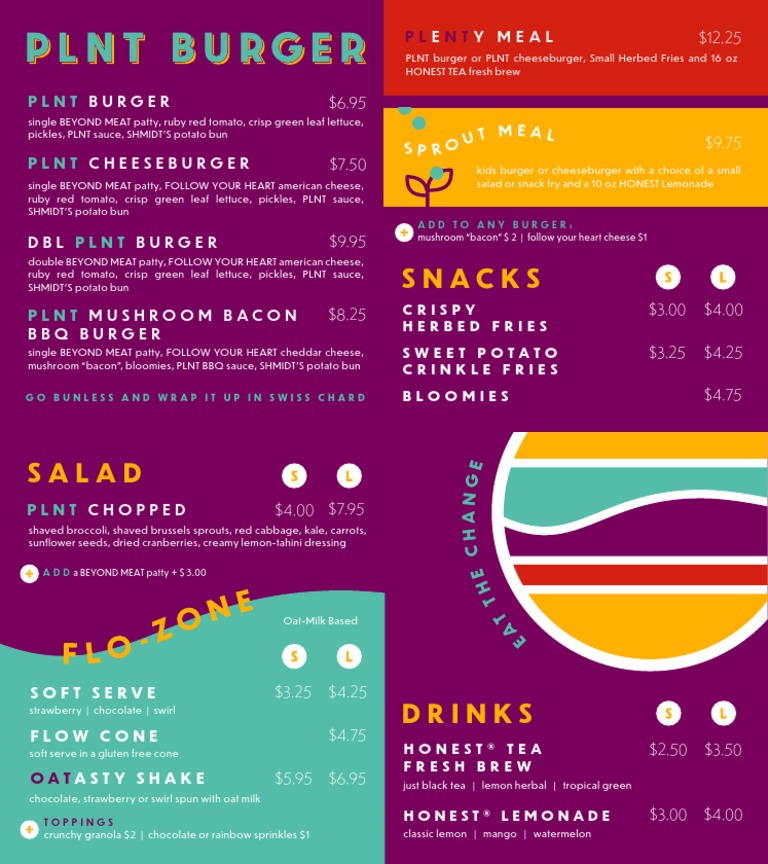 PLNT Menu PDF Potato Chip Hamburgers
