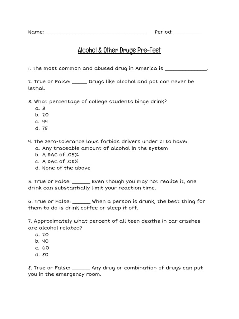 Alcohol PreTest PDF