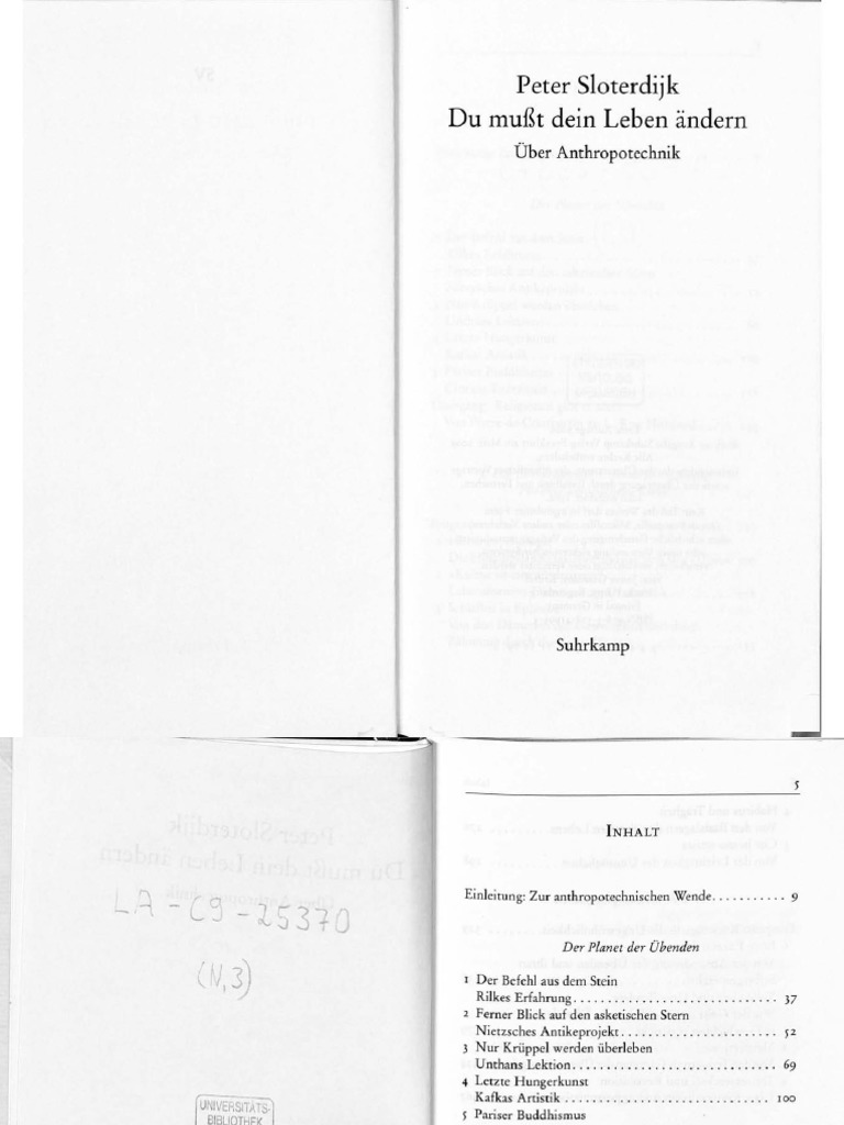 Peter Sloterdijk Du Musst Dein Leben Andern Uber Religion Artistik Und Anthropotechnik Pdf