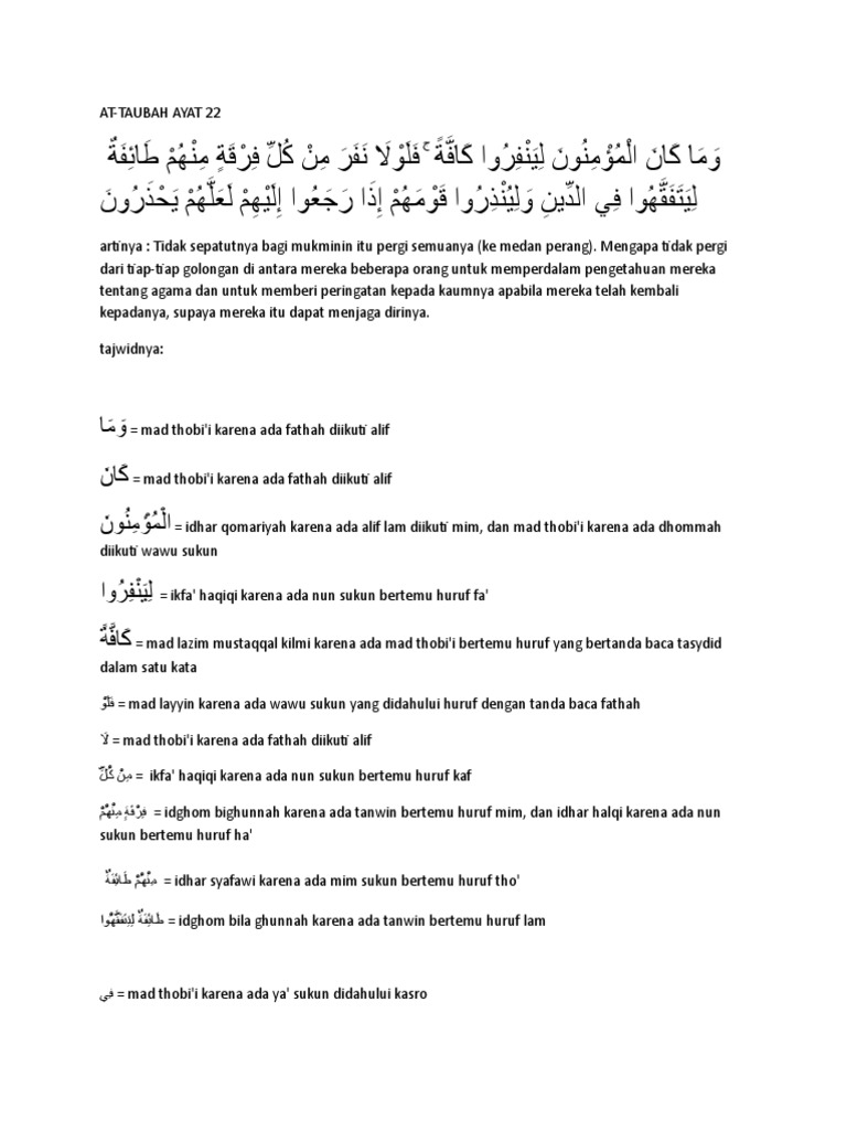 Ayat Tolog Menolong Surat Taubah