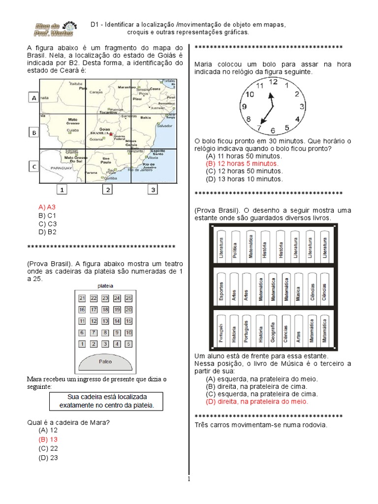 D1 (5º ANO - Mat.) - Blog Do Prof. Warles | PDF | Lazer