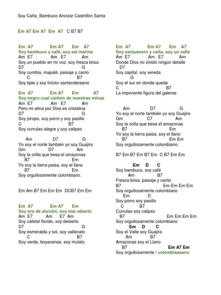 Soy Cana Bambuco Acordes Musica Latinoamericana Musica Popular soy cana bambuco acordes musica