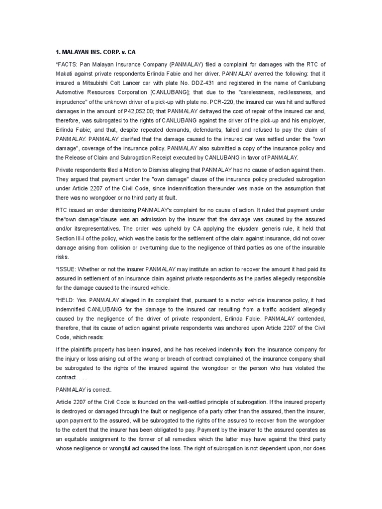 Insurance 1 20 Cases Complete | PDF | Liability Insurance | Insurance